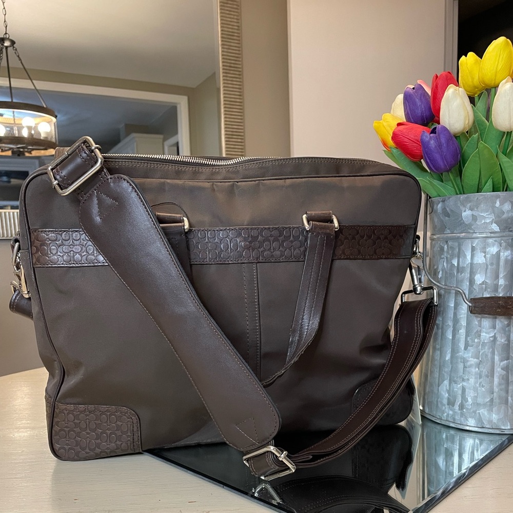 Coach Brown Nylon and Leather Laptop Bag